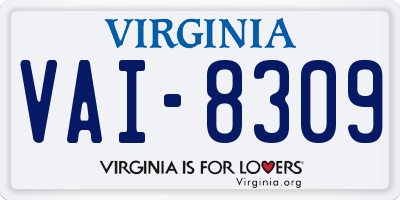 VA license plate VAI8309
