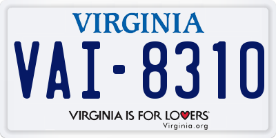 VA license plate VAI8310