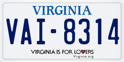 VA license plate VAI8314