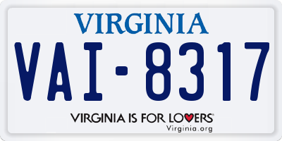 VA license plate VAI8317