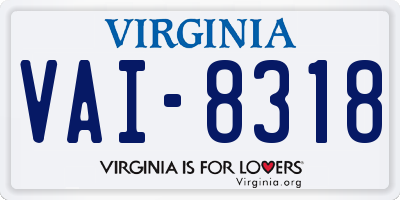 VA license plate VAI8318
