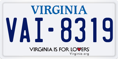 VA license plate VAI8319