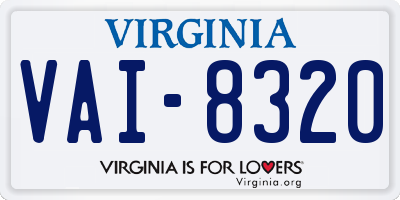 VA license plate VAI8320