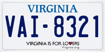 VA license plate VAI8321