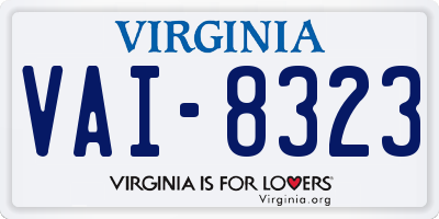VA license plate VAI8323