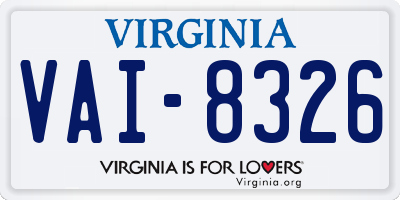 VA license plate VAI8326