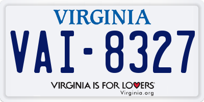 VA license plate VAI8327