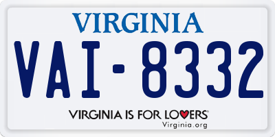 VA license plate VAI8332