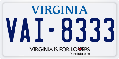 VA license plate VAI8333