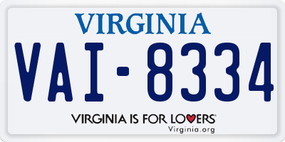 VA license plate VAI8334