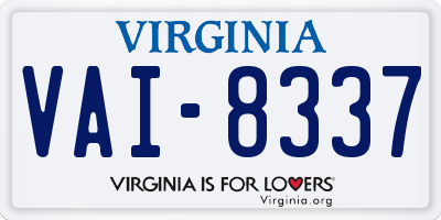 VA license plate VAI8337