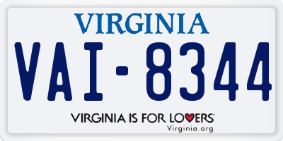 VA license plate VAI8344