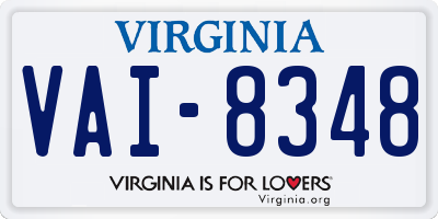 VA license plate VAI8348