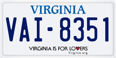 VA license plate VAI8351