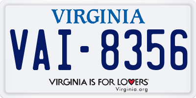 VA license plate VAI8356