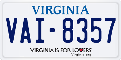 VA license plate VAI8357