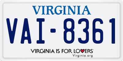 VA license plate VAI8361