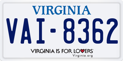 VA license plate VAI8362