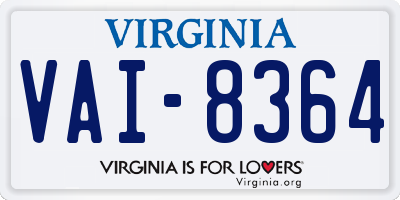 VA license plate VAI8364