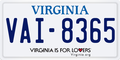 VA license plate VAI8365