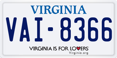 VA license plate VAI8366