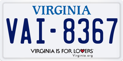 VA license plate VAI8367