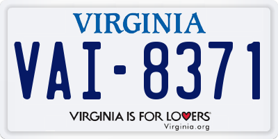 VA license plate VAI8371