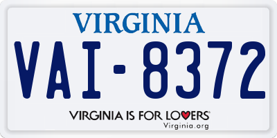 VA license plate VAI8372