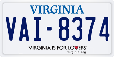 VA license plate VAI8374