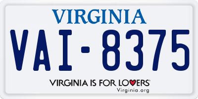 VA license plate VAI8375
