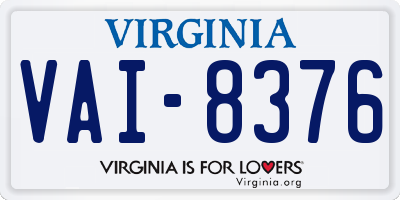 VA license plate VAI8376