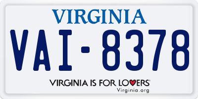 VA license plate VAI8378