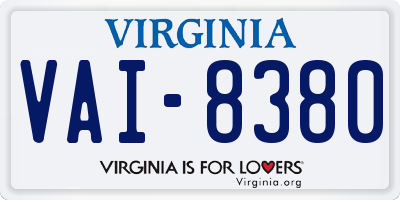 VA license plate VAI8380