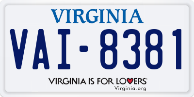 VA license plate VAI8381