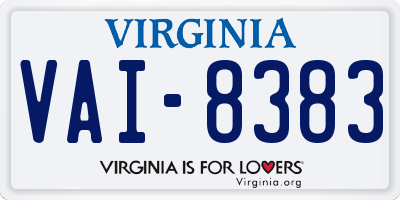 VA license plate VAI8383