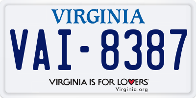 VA license plate VAI8387