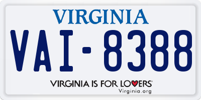 VA license plate VAI8388