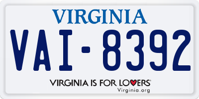 VA license plate VAI8392