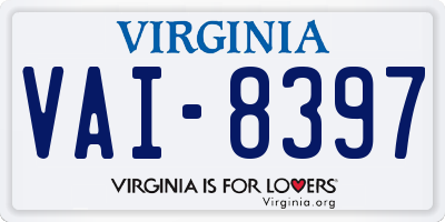 VA license plate VAI8397