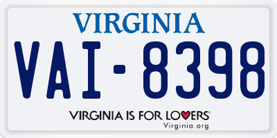 VA license plate VAI8398