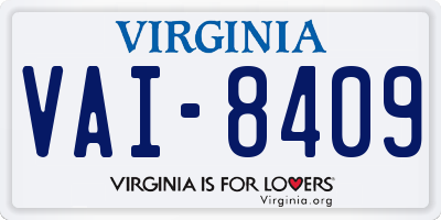 VA license plate VAI8409