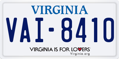 VA license plate VAI8410
