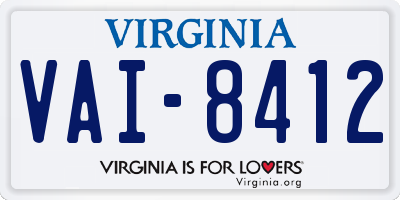 VA license plate VAI8412