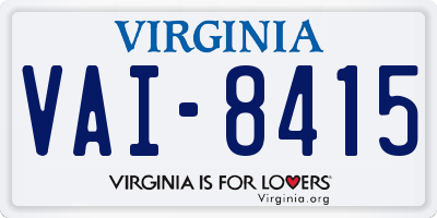 VA license plate VAI8415