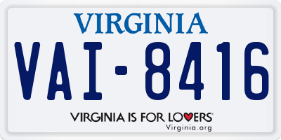VA license plate VAI8416