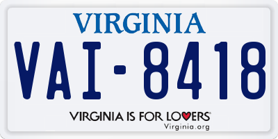 VA license plate VAI8418