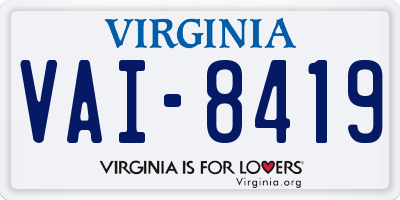 VA license plate VAI8419