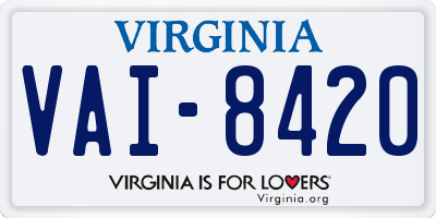 VA license plate VAI8420