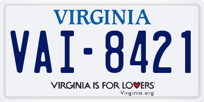 VA license plate VAI8421