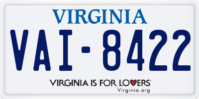 VA license plate VAI8422